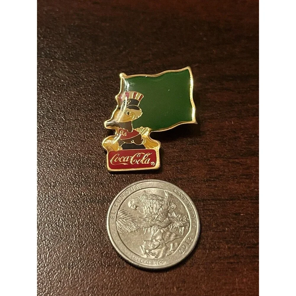 Vintage 1984 Los Angeles Olympics‎ Coca Cola Sam Eagle Libya Flag Lapel Pin